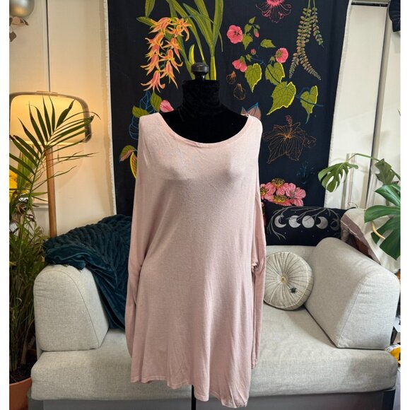 H&M Divided Round Neck Long Sleeve Knit Tunic Sweater, Blush Pink Women's 10 - Picture 5 of 11